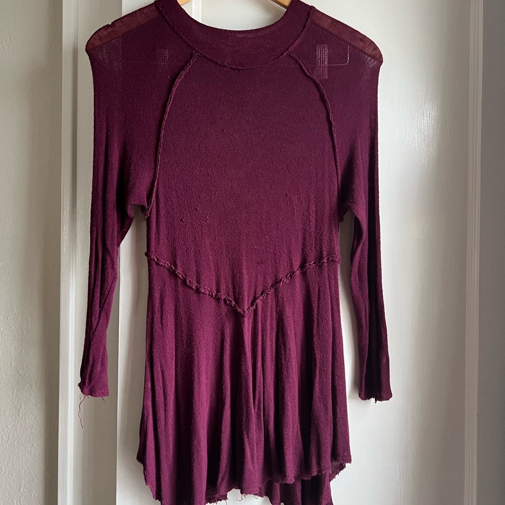 Free People Maroon Flowy Blouse